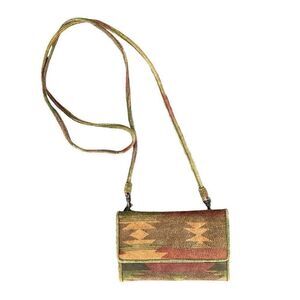 Vintage Aztec-Inspired Multicolor Kilim Crossbody Bag for Women Minnetonka